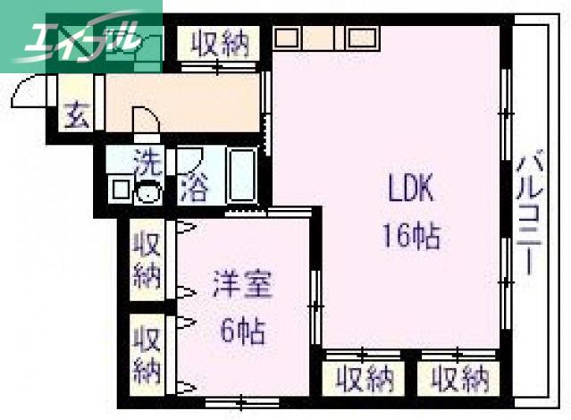 アメニティー伊島(1LDK/3階)の間取り写真