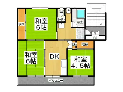 ビレッジハウス吉永 2号棟(3DK/1階)の間取り写真