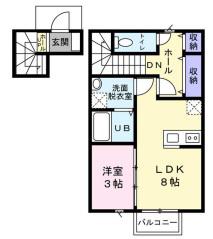 PAMS(1LDK/2階)の間取り写真