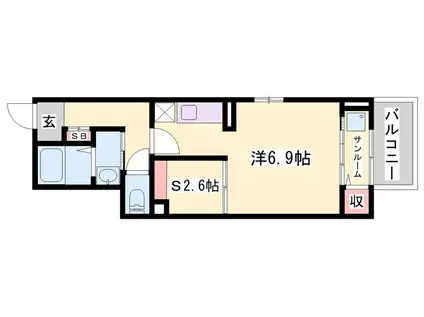 ジュピターII(ワンルーム/1階)の間取り写真