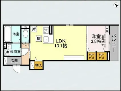 D-ROOM川端町(1LDK/3階)の間取り写真