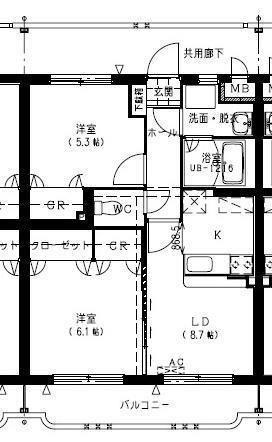 フローランテ・II(2LDK/1階)の間取り写真