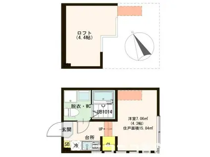 ハーモニーテラス北小岩V(ワンルーム/1階)の間取り写真