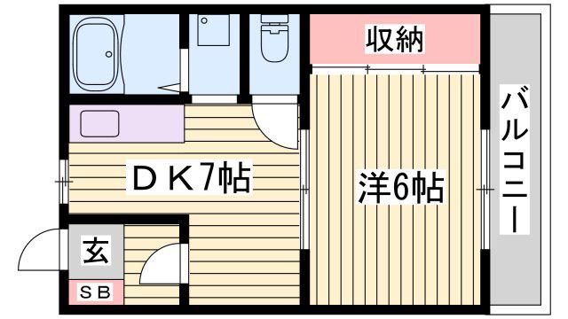 ファーストイン広畑(1DK/8階)の間取り写真