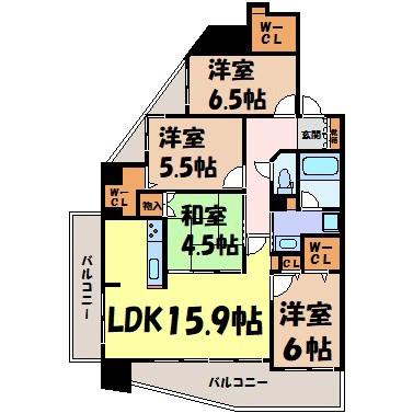ベレーサ鶴舞公園(4LDK/7階)の間取り写真