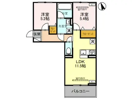 ロータスシャトー(2LDK/1階)の間取り写真