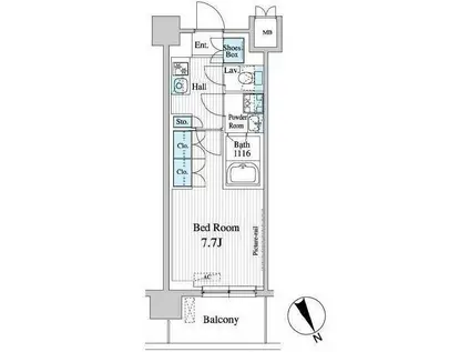 プレノ清澄庭園(1K/3階)の間取り写真
