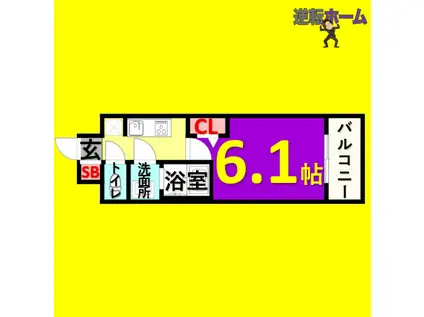 メイクスWアート今池III(1K/13階)の間取り写真