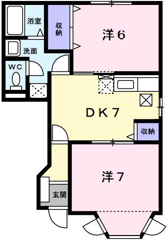 アメニティ10(2DK/1階)の間取り写真
