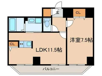 グルーブ神戸元町アリア(1LDK/2階)の間取り写真