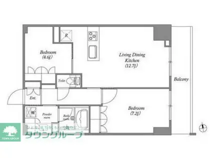 NIDO 蔵前 RESIDENCE(2LDK/15階)の間取り写真