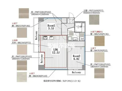 第17上野ビル(2LDK/8階)の間取り写真