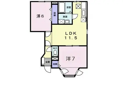エクセルハイムII(2LDK/1階)の間取り写真
