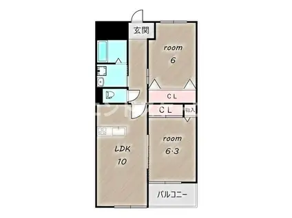 グランII(2LDK/5階)の間取り写真