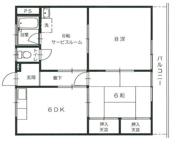 真藤ビル(2SDK/3階)の間取り写真