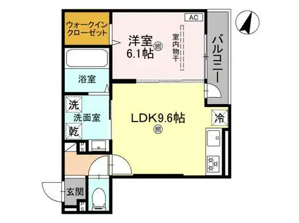 D-GRACE秋月(1LDK/2階)の間取り写真