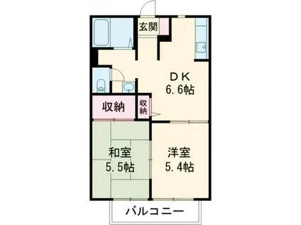 ラ・シャンス(2DK/1階)の間取り写真