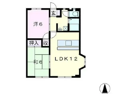 ハーベスト西上田(2LDK/2階)の間取り写真