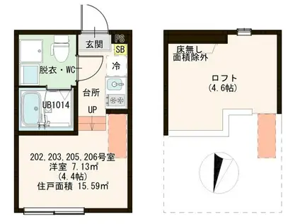 レジデンス江戸川(ワンルーム/2階)の間取り写真