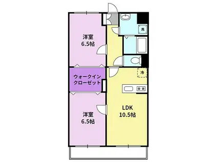 サンハイツ飯田(2LDK/2階)の間取り写真