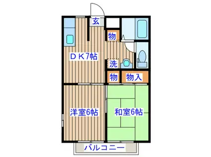 ハイツ柊(2DK/2階)の間取り写真