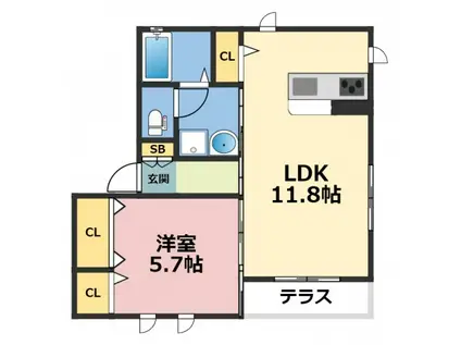 IKメゾン(1LDK/1階)の間取り写真