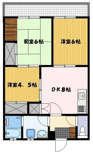 丸二ハイツ(3DK/2階)の間取り写真