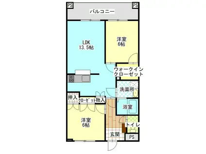 プライムスクエア・23(2LDK/6階)の間取り写真