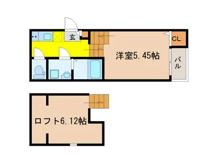 GLOIRE長町(1K/1階)の間取り写真