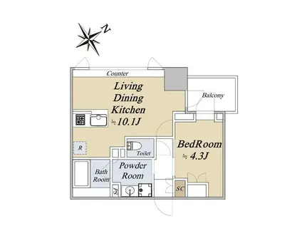 クレストコート旗の台(1LDK/2階)の間取り写真