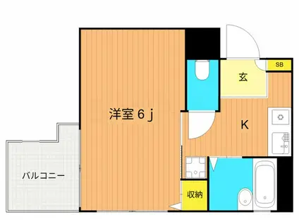 ロワール島津山南(1K/8階)の間取り写真