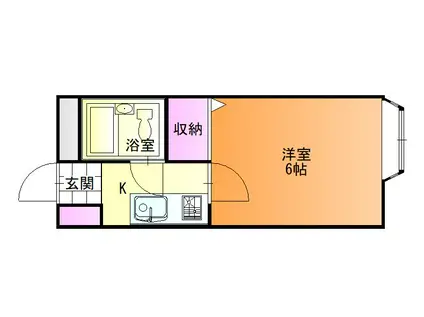 アリス足利第6(1K/1階)の間取り写真