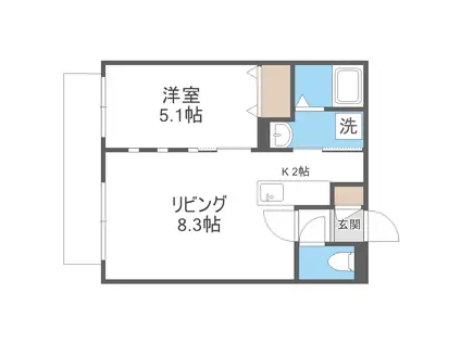 グランデプレシア環状通東(1LDK/3階)の間取り写真