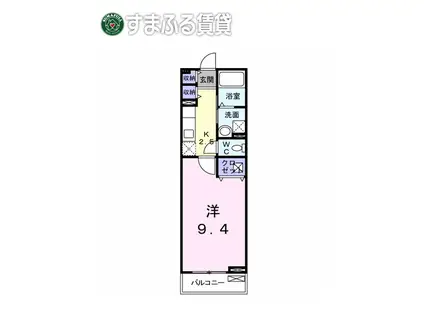 セブンローズB(1K/2階)の間取り写真