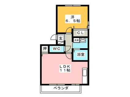 セレッソKT B(1LDK/3階)の間取り写真