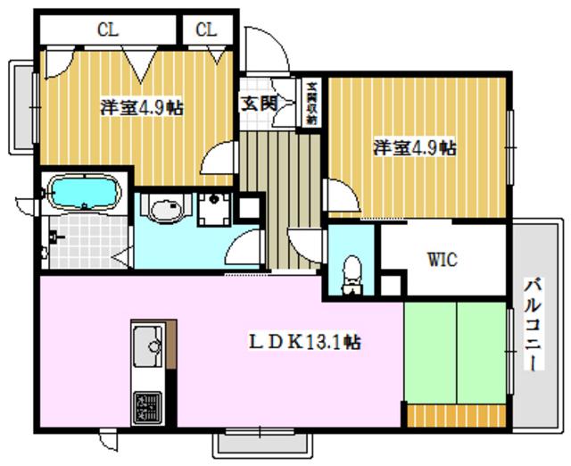 グランディール南平台B(2LDK/1階)の間取り写真