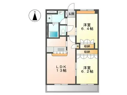 ベル・グラースI(2LDK/2階)の間取り写真