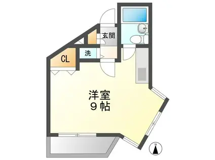 グレースコート黒石(ワンルーム/3階)の間取り写真