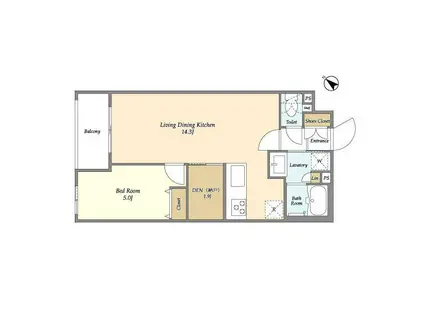 アジュールテラス目黒祐天寺(1SLDK/2階)の間取り写真