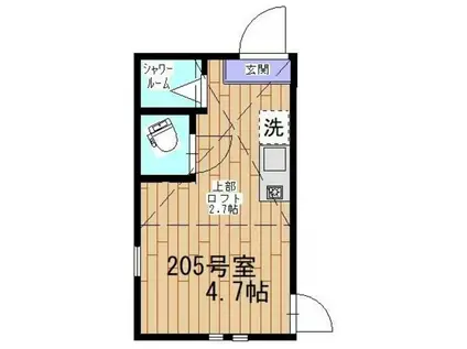 楽淇ハウス(ワンルーム/2階)の間取り写真