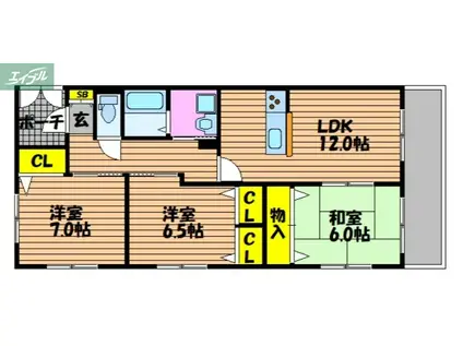 ローズマリー(3LDK/1階)の間取り写真