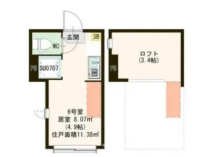 HARMONY SQUARE桜上水(ワンルーム/2階)の間取り写真