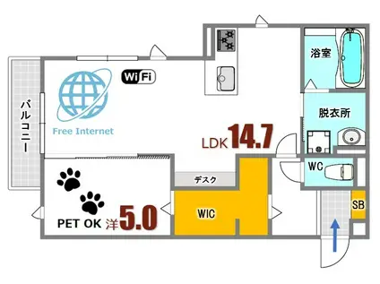 D-ROOM中野(1LDK/3階)の間取り写真
