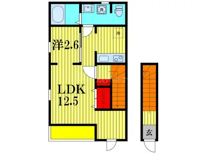 IRIE PAWS(1LDK/2階)の間取り写真