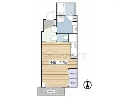 カサ・モンテ(ワンルーム/3階)の間取り写真