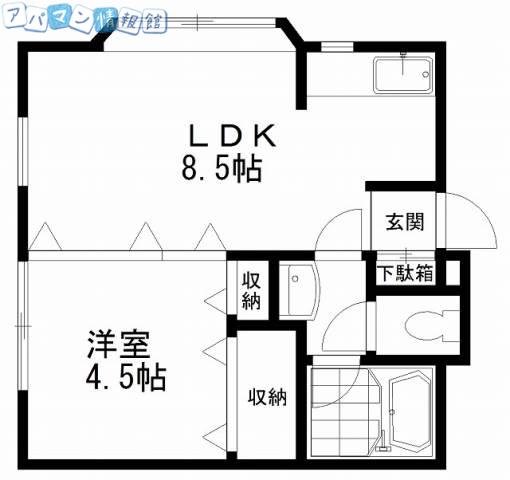 パレスアクアマリン(1LDK/2階)の間取り写真