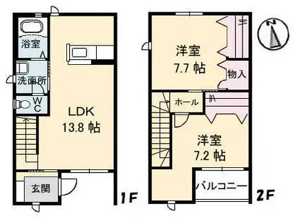 ピースフル岩崎(2LDK/1階)の間取り写真