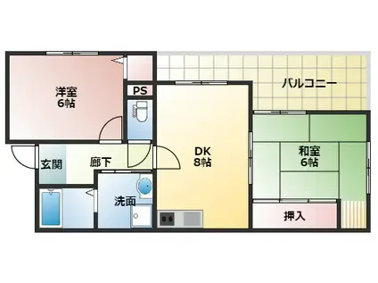 ラ・ドルチェ ヴィータ(2DK/4階)の間取り写真