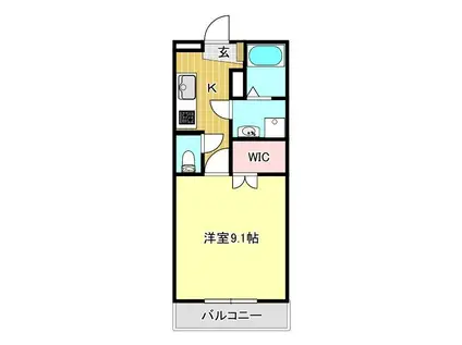 チェスターコート(1K/4階)の間取り写真