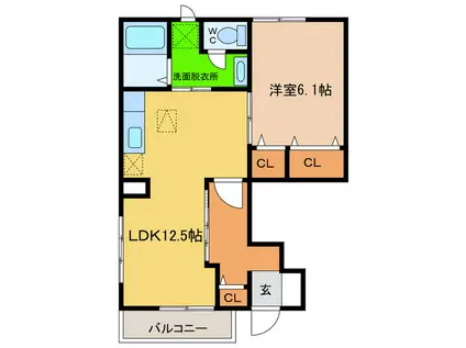 フォンテーヌA・B(1LDK/1階)の間取り写真